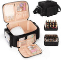 Bagmoly Nail Polish Organizer, Nail Polish Storage Holds 42+ Bottles & Nail Lamp, Portable Travel Nail Kit Storage Carrying Case Fits Nail Suppiles, Gift for Manicurist, Grils - Black