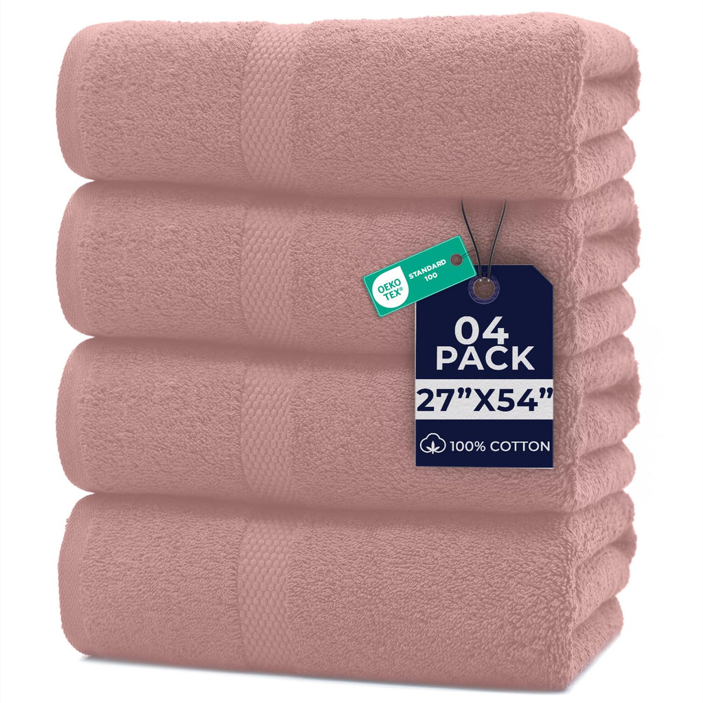 DAN RIVER 600 GSM Cotton Large Bath Towels Set of 4, 27 x 54 Inches