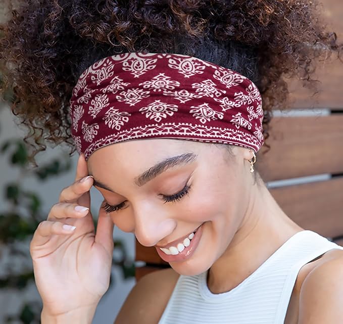 Huachi Wide Headbands for Women Non Slip, Thick Womens Bandana Headbands Boho Elastic Hair Bands for Women's Hair Stretchy Sweat Headband