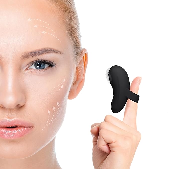 MaeDouy Multifunctional Powerful Silicone Handheld Face Massager, Portable Mini-Ring Eye Massage Tool, Waterproof Eye, Jaw, Finger and Body Massager, Relieves Facial Muscle Fatigue and Pain - Rose