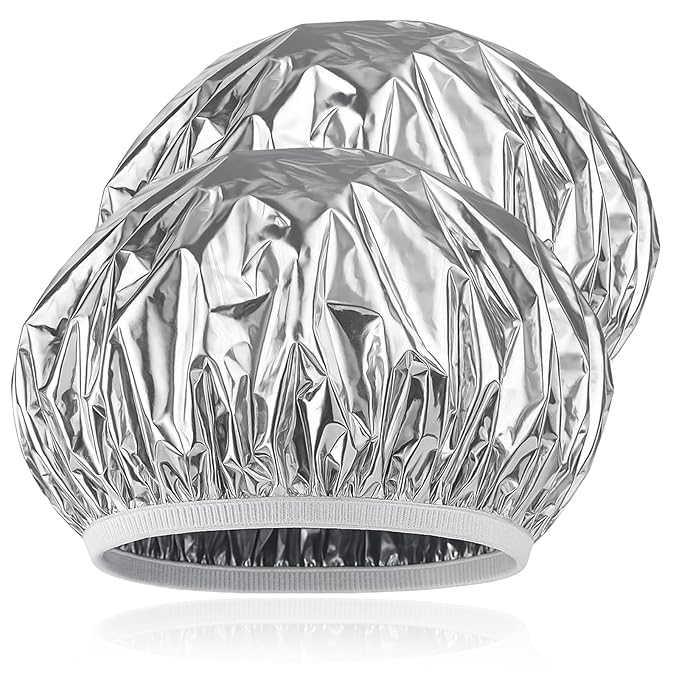 Brvlsoc Reusable Aluminum Foil Heat Cap – Deep Conditioning Processing Cap with Elastic Band, Hair Treatment & Coloring Cap for Salon, Sauna & Home