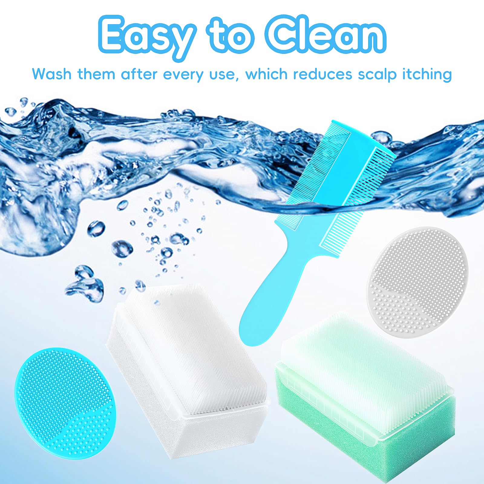 Cradle Cap Brush for Babies, Set of 5 Baby Bath Essentials with Bath Sponge Silicone Scrubber Long Handle Comb for Newborns Toddlers Boys Girls (Green)