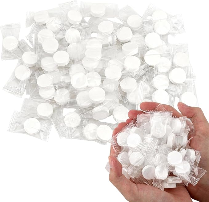 Bolsdoic 100 PCS Compressed Towel, Disposable Compressed Towel Tablets,Individually Packed,Coin-Sized Face Towels for Travel, Camping and Outdoor Sports