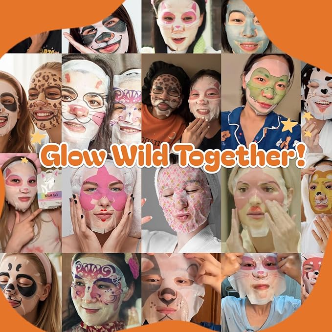Epielle Character Face Mask Mystical Safari 6 Pack, Fun & Effective Korean Skin Care, Spa Party Favors, Birthday Gifts for Women, Self Care Gifts