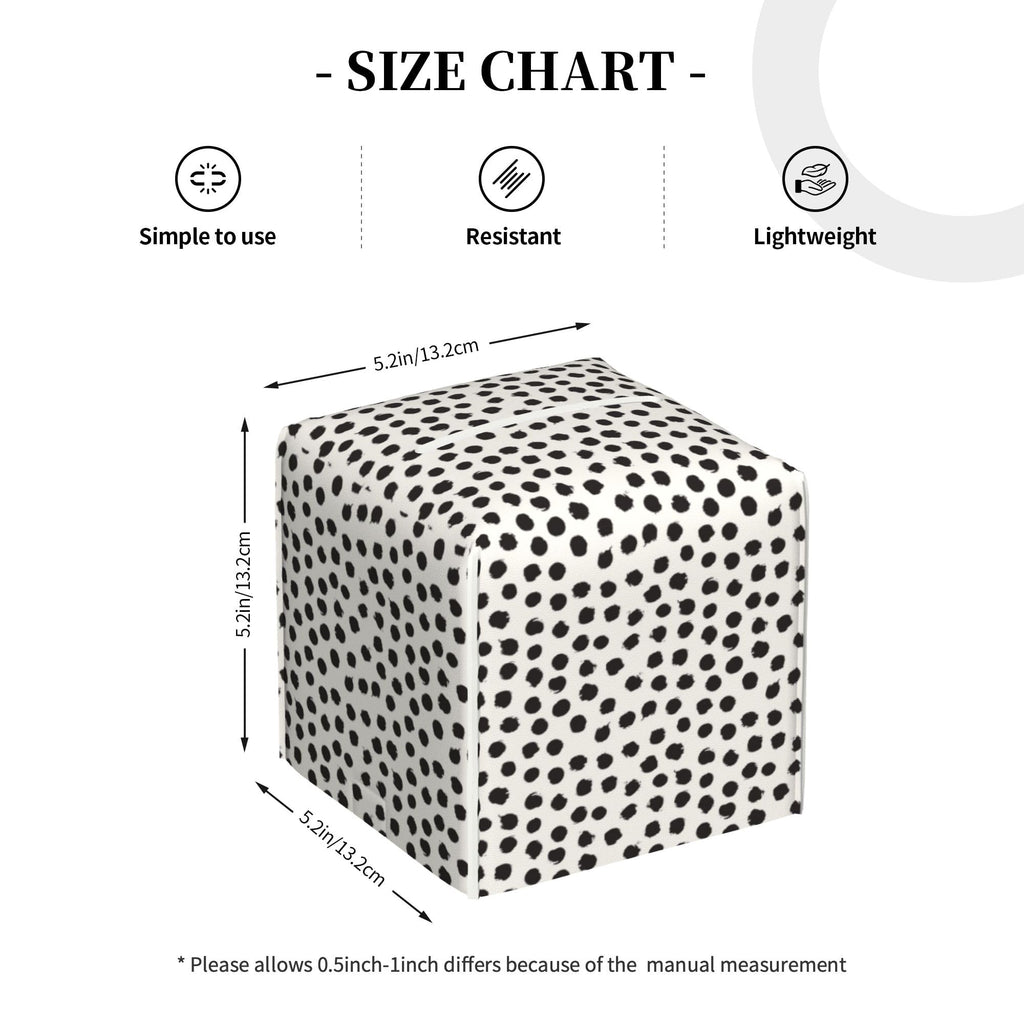 Polka Dot Black Circle Tissue Box Cover Square,Abstract Round Brush Strokes Tissue Box Holder Waterproof Leather Facial Paper Organizer Dispenser for Bathroom Home Car Nightstand Vanity Desk