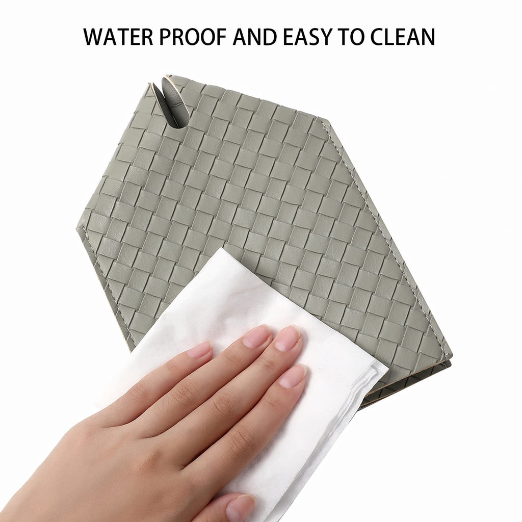 Tissue Box Cover PU Leather Tissue Holder Square Facial Tissue Case Facial Paper Organizer Dispenser for Bathroom, Vanity Countertop, Tabletop, Car, Evergreen