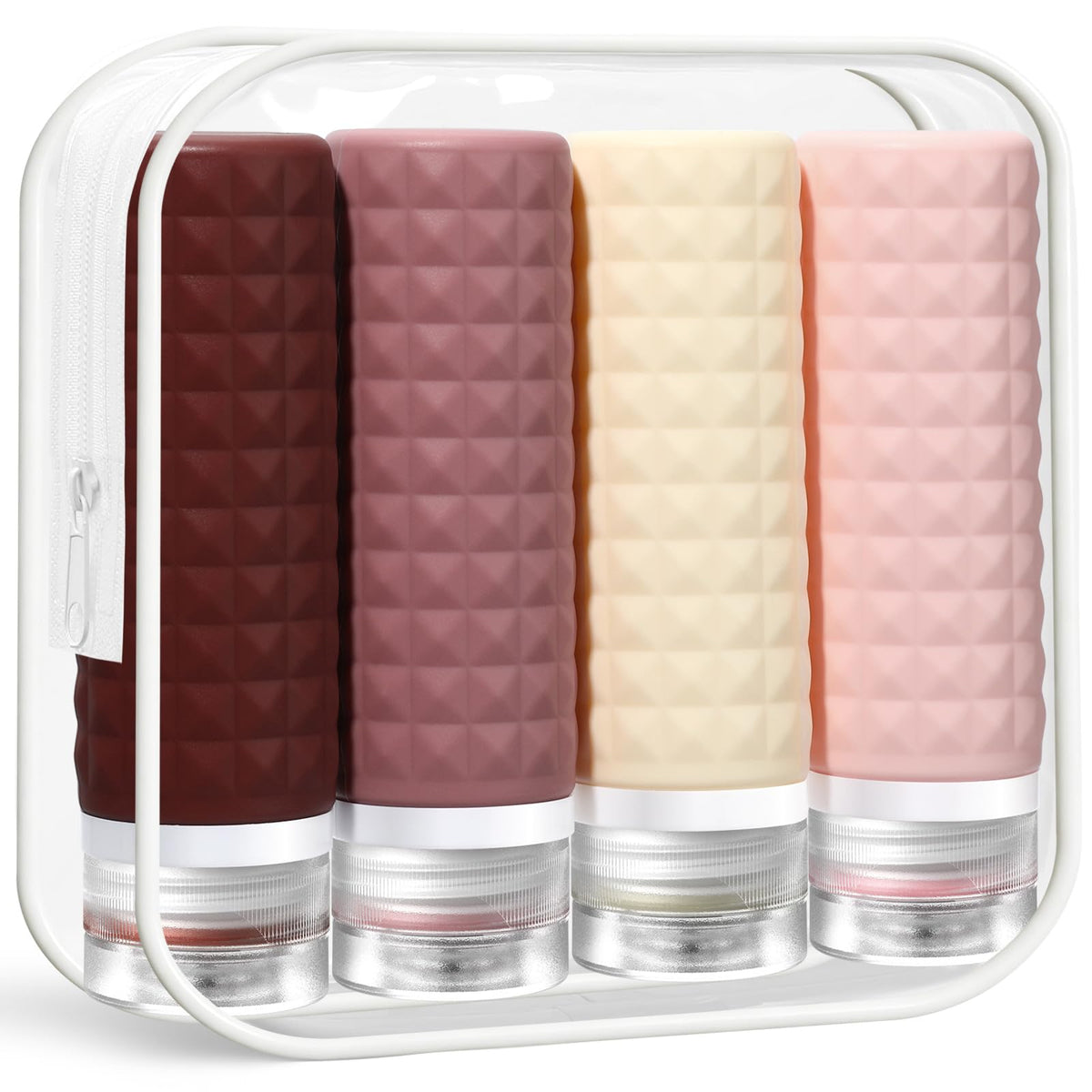 Firstfooby Travel Bottles for Toiletries, TSA Approved Travel Size Containers, Leak Proof Silicone Shampoo Bottles, Small Toiletry Containers with Clear Bag for Shampoo Conditioner Lotion