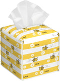 Cute Bees and Daisy Flowers Tissue Box Cover Square,Yellow Bee Daisies Love Tissue Box Holder Waterproof Leather Facial Paper Organizer Dispenser for Bathroom Home Car Nightstand Vanity Desk