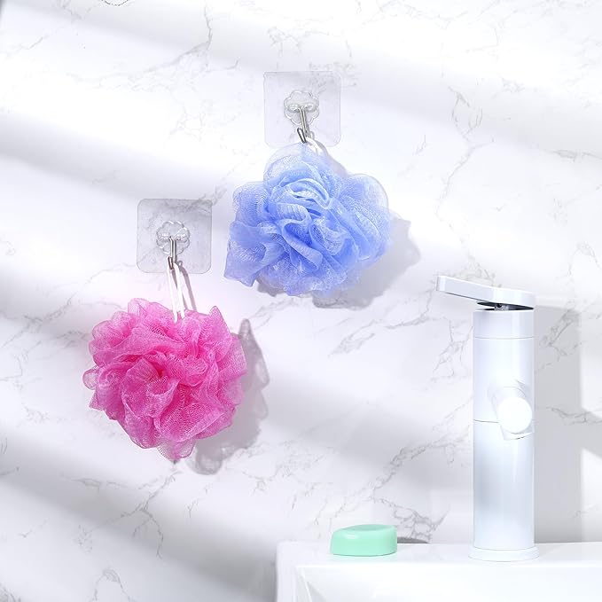 Funnymoom 6 Pcs Travel Size Loofah Individually Wrapped, Small Shower Puff Bath Sponge Pouf Ball Bulk Mesh Bath Puff Mini Loofah Sponge with Case Bulk for Shower Care (25g,Pastel)