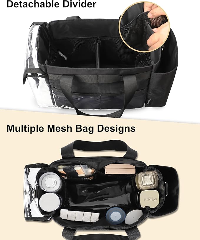 TANTO Small Makeup Bag, Professional Makeup Artist Bag Travel Cosmetic Bag Makeup Kit Bags with Adjustable Dividers Multi Pocket Cosmetic Storage Organizer for Beauty Pros (Black)