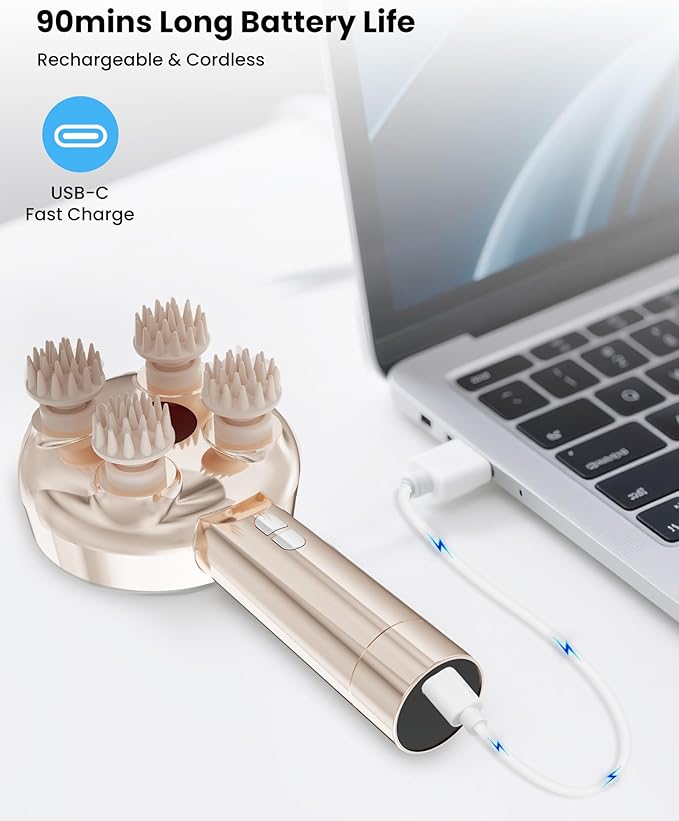 COMFIER Handheld Scalp Massager Hair Growth,Cordless Head Massager 3 Modes & 8 Silicone Claws,IPX7 Waterproof Body Massager for Stress Relax,Pet Massage,Head Scratcher,【2026】 Gift for Men,Women