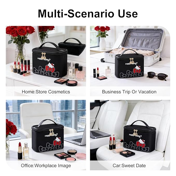 Vimanllie Large Travel Makeup Bag Waterproof Cosmetic Bags,Portable Toiletry Organizer with Handle for Girl,Cute Home Storage for Women