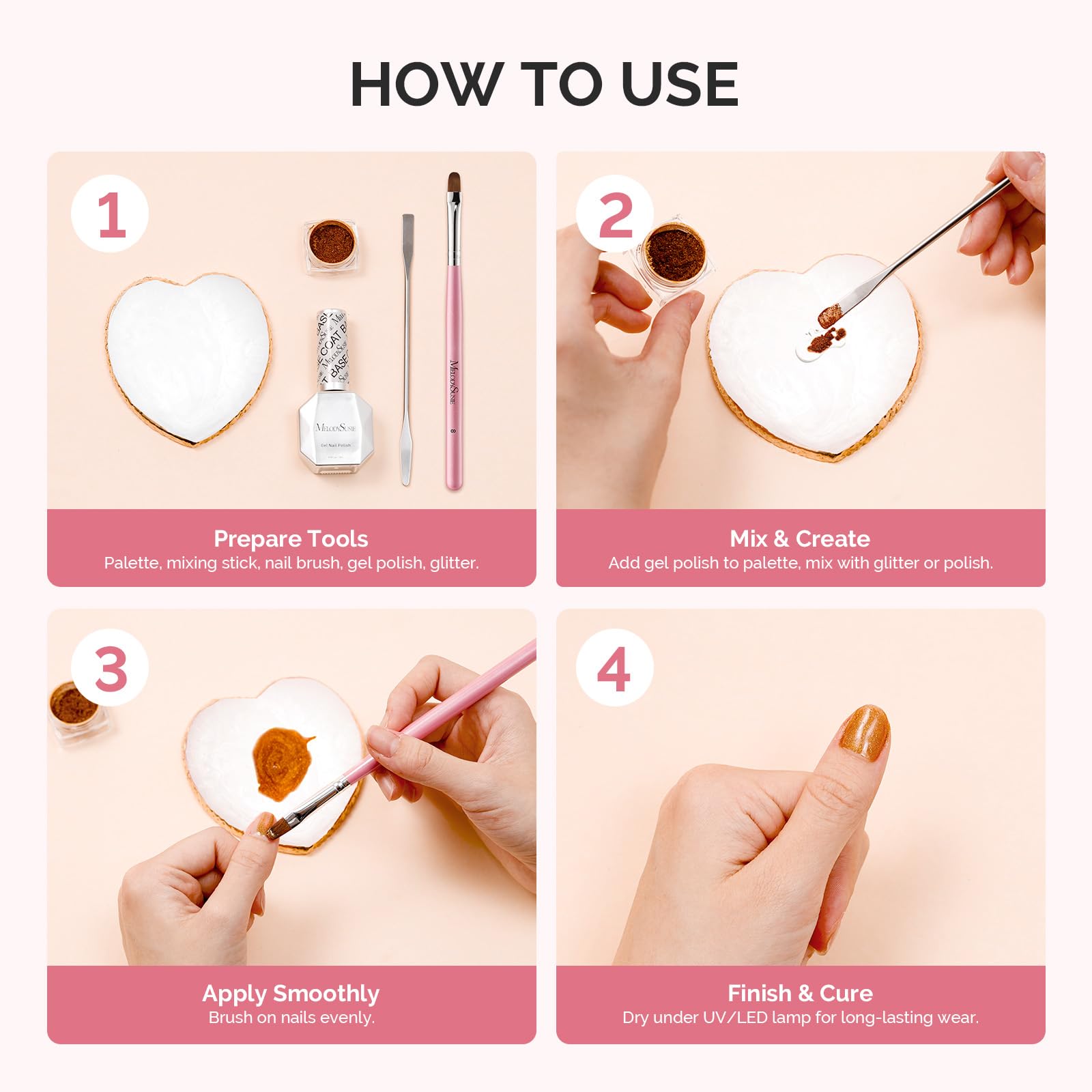 MelodySusie 1Pc Heart Resin Nail Art Palette Color Mixing Board White