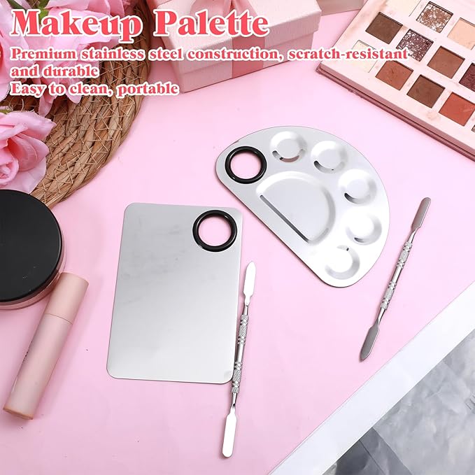 2 Set Makeup Palette Tray with Spatula, Makeup Mixing Palette