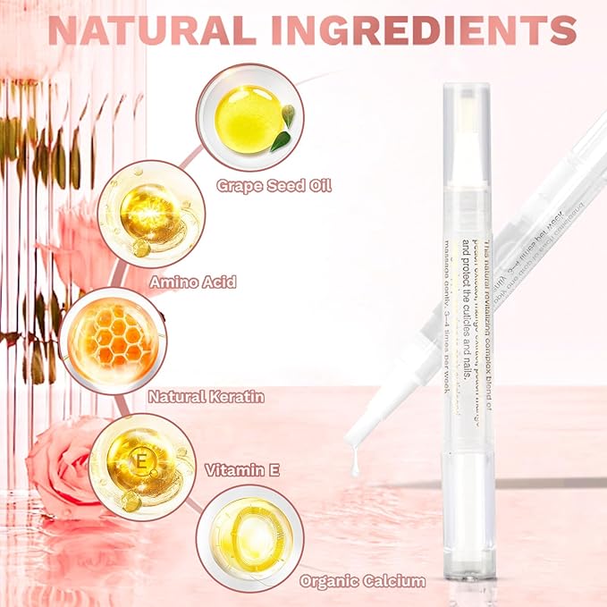 Meschett 2PCS Cuticle Oil Pens for Nail Care, Moisturizing Nail Oil Pen with Soft Brush, Hydrating Cuticle Oil for Dry Nails & Cuticles (Aloe & Jasmine Flavor)