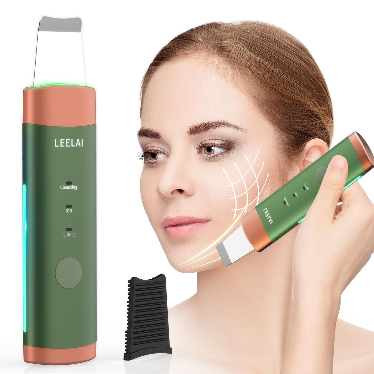 LEELAI Skin Scrubber Face Spatula Skin Spatula Pore Cleaner Blackhead Remover Tools for Facial Deep Cleansing,Durable Metal Body,3 Modes