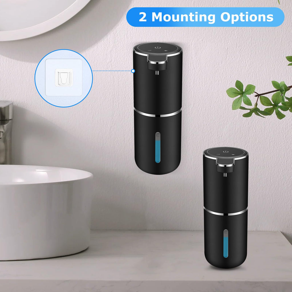 VZZNN 2 Pack Automatic Soap Dispenser,Automatic Liquid Soap Dispenser Touchless,12.8oz/380ml USB Rechargeabled Wall Mounted Smart Soap Dispensers for Bathroom Kitchen Dish Soap(Black)