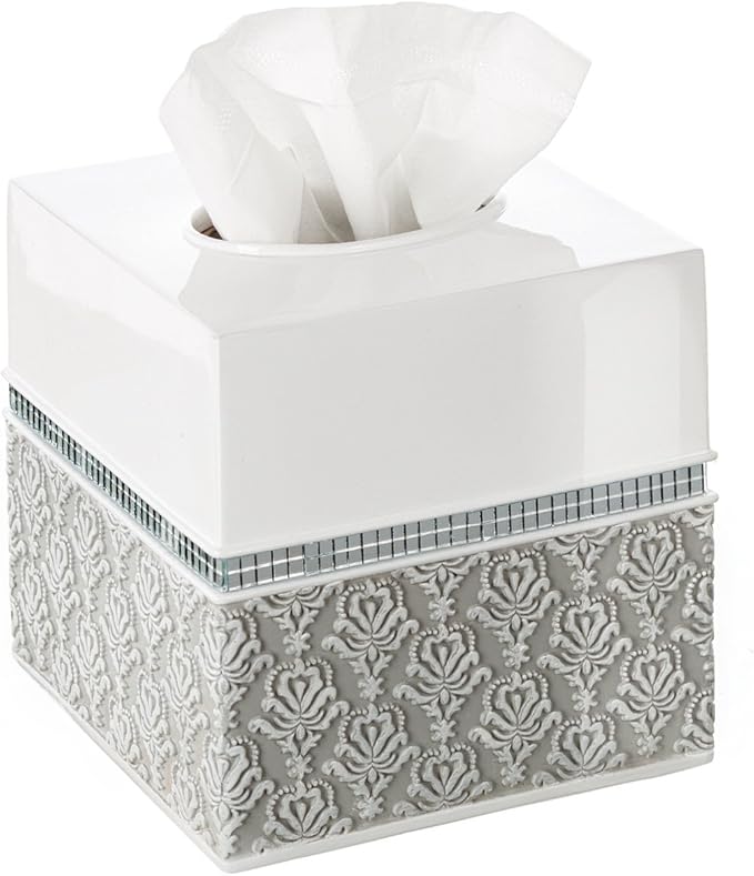 Creative Scents Mirror Damask 6 Piece Resin Bathroom Accessories Set