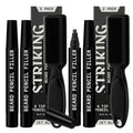 4 Pack Beard Filling Pen Kit with 4 Tips - Waterproof Beard Pencil for Men, Fill, Shape & Define with Brush - Striking Viking (Jet Black)