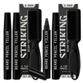 4 Pack Beard Filling Pen Kit with 4 Tips - Waterproof Beard Pencil for Men, Fill, Shape & Define with Brush - Striking Viking (Jet Black)