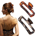 Nalodu Hair Claw Clips 5 Inch XL Unbreakable Glossy Rectangle Square Extra Large Tight Strong Clip Neutral Colors for Thick Curly Long Hair Women - 2 Pack