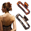 Nalodu Hair Claw Clips 5 Inch XL Unbreakable Glossy Rectangle Square Extra Large Tight Strong Clip Neutral Colors for Thick Curly Long Hair Women - 2 Pack