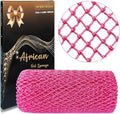 African Net Sponge Authentic, African Exfoliating Sponge Real African Net Black Owned, African Bath Sponge Back Scrubber, Body Exfoliator Shower Bath Accessories (Pink)