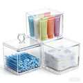 UShioart Stackable Square Acrylic Cotton Ball Holder Q-tip Holder Bathroom Swab Dispenser (Twin pack)