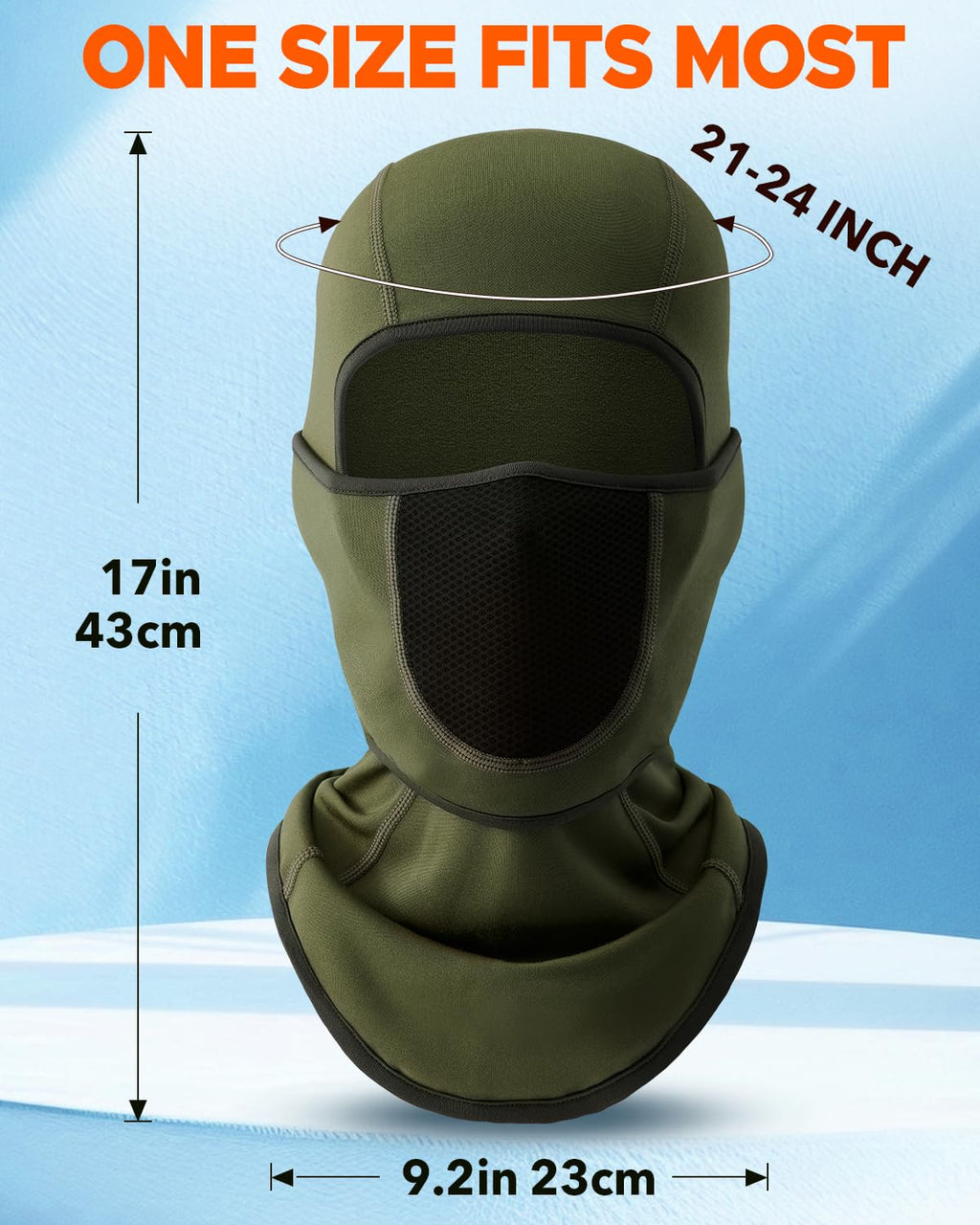 Balaclava Face Ski Mask with Movable Design for Men Women-Fleece Winter Face Covering for Cold Weather Skiing Outdoor Work ArmyGreen