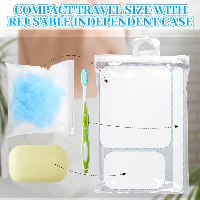 Funnymoom 12 Pcs Travel Size Loofah Individually Wrapped, Small Shower Puff Bath Sponge Pouf Ball Bulk Mesh Bath Puff Mini Loofah Sponge with Case Bulk for Shower Care (25g,Blue)