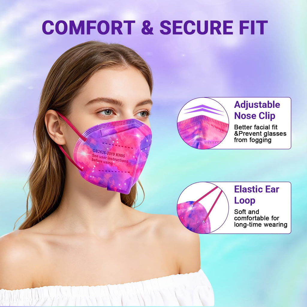 Rasav KN95 Face Masks, Fashion Galaxy Print, 5-Layer 30 PCS for Adults