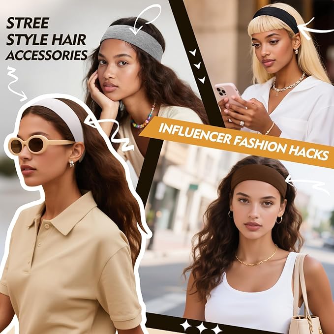 Headbands for Women Non Slip - 8 Pcs Head Bands Gifts for Woman Soft Comfortable Elastic Hair Band for Yoga Workout Sport Mothers Day Gifts for Mom Christmas Gift for Women Grandma Adults Stuffers
