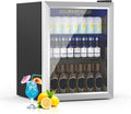 Erivess Beverage Refrigerator, 1.6 Cubic Feet/70 Can Fridge for Soda Beer or Wine with Adjustable Shelve & LED Display, Small Refrigerator for Home/Bar/Office(Silver)