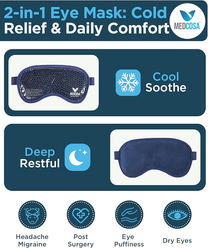 Medcosa Eye Ice Pack - Cool & Soothe Your Tired Eyes with Our Cold Gel Mask - Cooling for Puffy Eyes & Aiding Sleeping