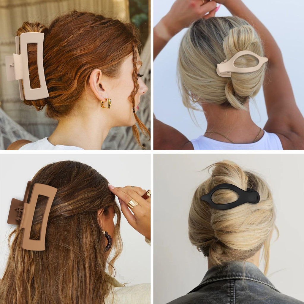 CHANDAT Hair Clips for Women, Flat Hair Clips, 8 pcs, 2style - Brown