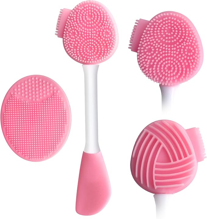MUiiGOOD 2pcs Silicone Face Scrubber Round Pads Face Mask Brush Exfoliating Lip Cleansing Facial Cleansing/Wash Brush Exfoliator Blackhead Skin Care Tool Makeup Removes Dead & Dry Skin for Women Men