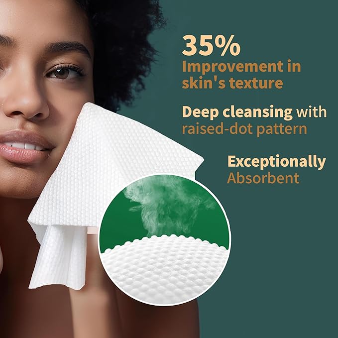 Ourmed Life Disposable Face Towels, Clean Facial Wash Cloth without Lint, Biodegradable Cleansing Dry Wipes, Skincare and Makeup Remover Towels for Sensitive Skin (Unscented, 180 Count, Pack of 1)