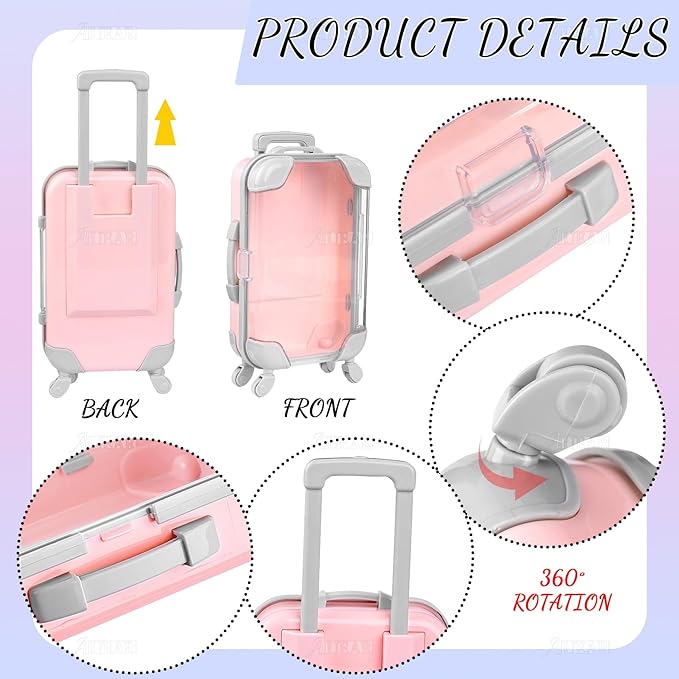 AUEAR, 1 Pack False Eyelashes Box Suitcase Packaging Pink Mini Trolley Candy for Lashes