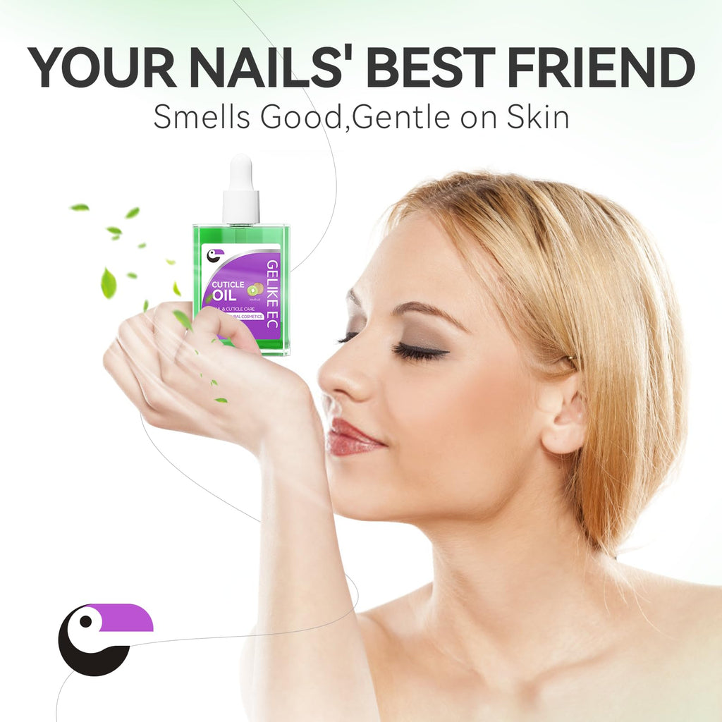 Gelike EC Nail Cuticle Oil - Kiwi Scent Organic Nail Moisturizing With Natural Jojoba Vitamin B & E for Nail Bed ＆ Damaged Nails Repair Treatment- Cuticle Cream for Nail Growth and Strength(15ml)
