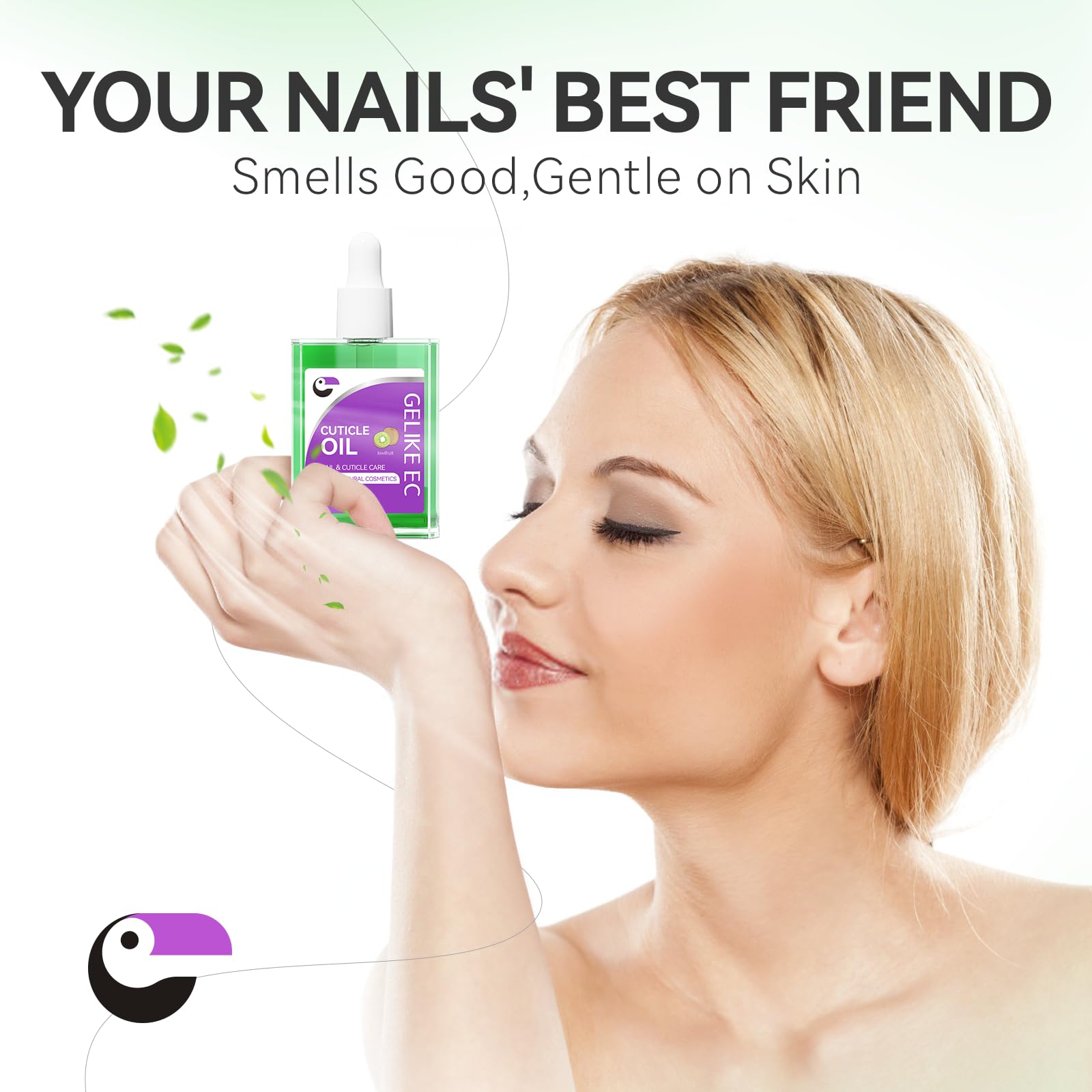 Gelike EC Nail Cuticle Oil - Kiwi Scent Organic Nail Moisturizing With Natural Jojoba Vitamin B & E for Nail Bed ＆ Damaged Nails Repair Treatment- Cuticle Cream for Nail Growth and Strength(15ml)