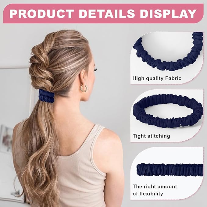 6Pcs Silk Hair Ties Small 22 Momme 100% Pure Mulberry Silk Scrunchies for Women Girls Thin Skinny Hair Sleep Scrunchies No Damage(Color 14)