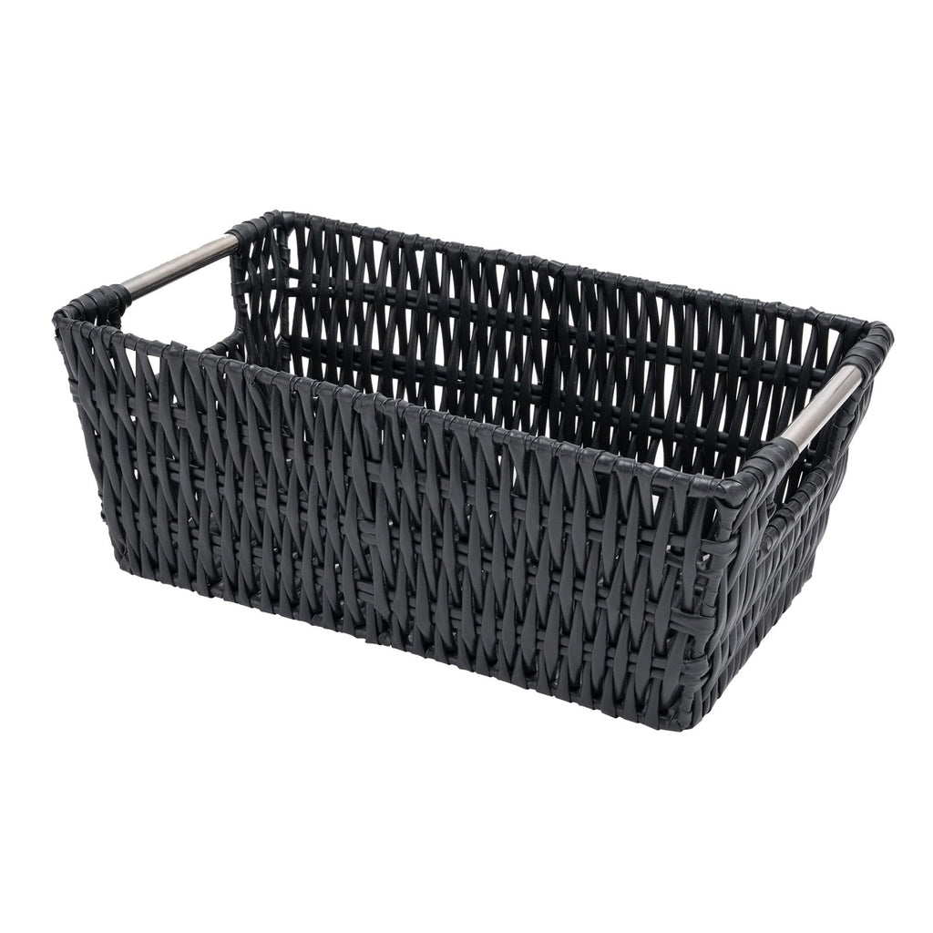 Whitmor 6500-2712-BLK Rattique Small Shelf Black Tote Basket