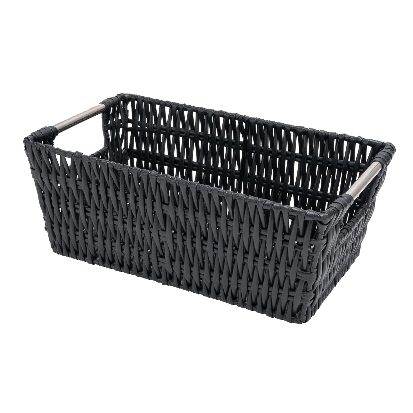 Whitmor 6500-2712-BLK Rattique Small Shelf Black Tote Basket