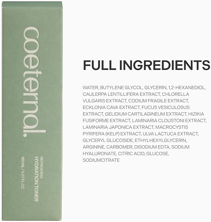 Coeternal Refreshing Hydration Toner, Korean Face Toner with Hyaluronic Acid & Algae11, Hydrating & Calming for Glass Skin, Dry or Oily Skin, K-Beauty Skincare 150ml / 5.07 fl.oz.