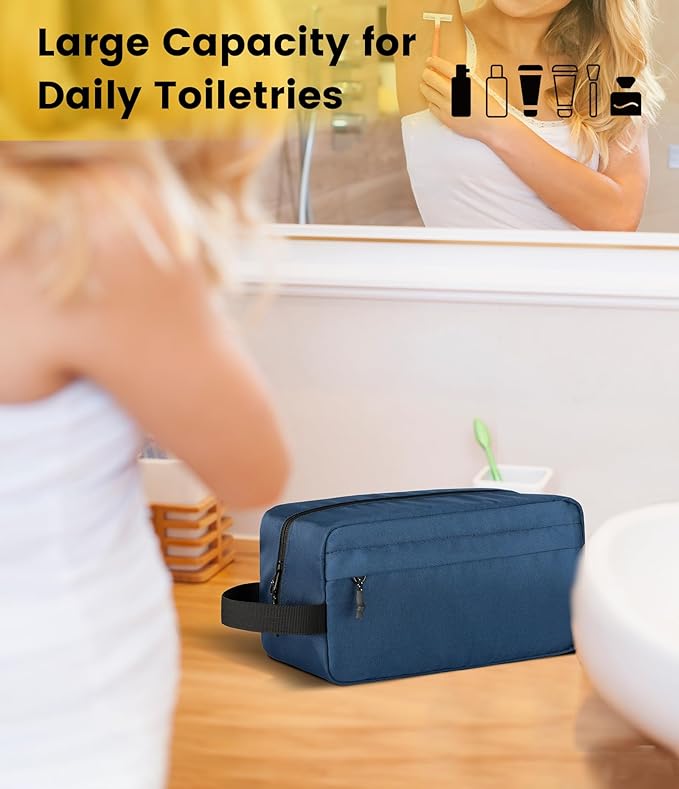Vorspack Travel Toiletry Bag for Men - Hanging Toiletries Bag Water Resistant Travel Bag for Toiletries Accessories - Navy Blue
