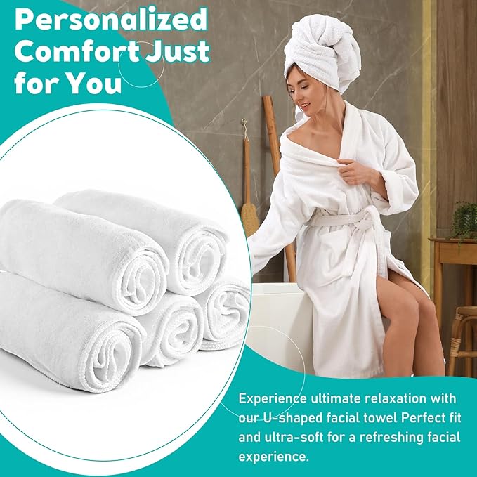 6 Pcs Microfiber Facial Towels for Estheticians, Extra Soft Spa Towels for Facial U-Shaped Extra Thick Massage Face Towel Professional Face Cloth with Split Design for Spa Massage Skin Care