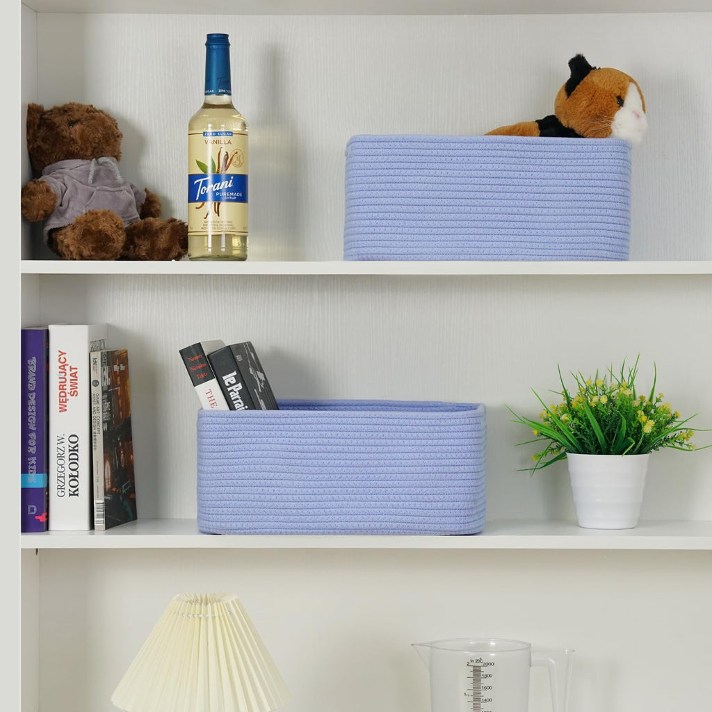 3 Pack Small Storage Baskets for Organizing, 11.8×7.8×5.1", Sky Blue