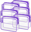 CHICAUP 6 Pieces Clear Makeup Bags Bulk TSA Approved Toiletry Bag for Travel PVC Waterproof Clear Cosmetic Pouch with Zipper for Men and Women Carry-on Travel Essentials (Purple)