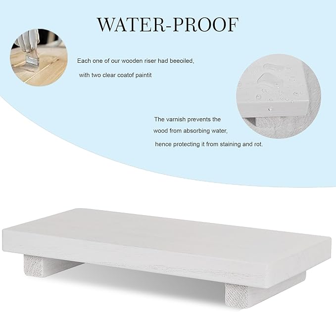 Wood Bathroom Tray Farmhouse Decor Kitchen Soap Holder, 10"x4.5" White