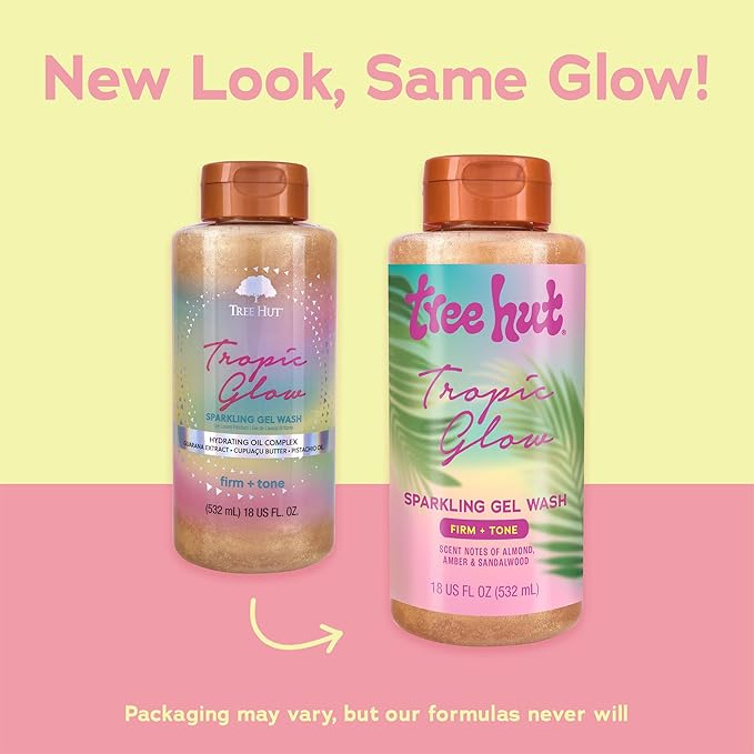 Tree Hut Tropic Glow Body Wash, Hydrating & Moisturizing Shower Gel with Shea Butter & Essential Oils, Soft Smooth Glowing Skin, Gentle Cleanser For All Skin Types, Self Care Gifts for Women, 18 Fl Oz